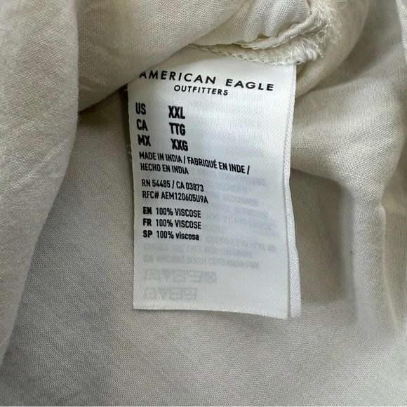 Women's American‎ Eagle Cream Button Down Shirt XXL Long Sleeve Casual - Picture 5 of 9